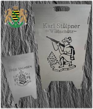 Feuertonne aus 3mm Stahlblech, Motiv "Wildschütz Karl Stülpner"/Freie Sachsen